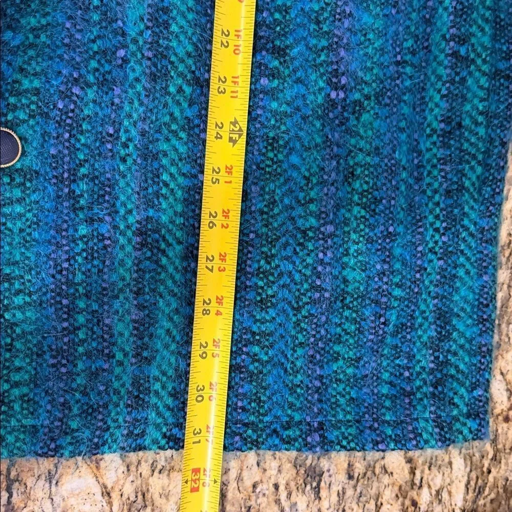 Vintage Dominique Maranda Wool Mohair Sweater Jacket Blue Green Size L